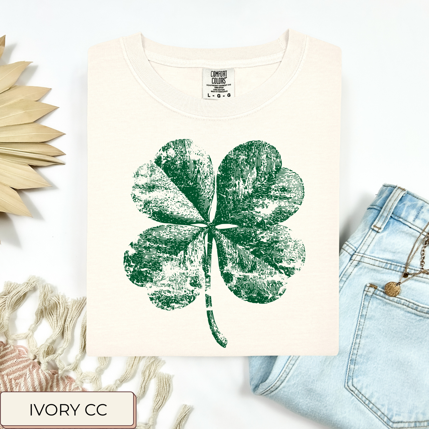 Distressed Four Leaf Clover Tee.