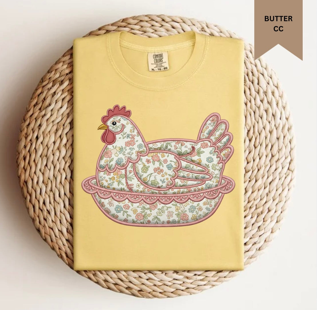 Pink Floral Chicken Tee.