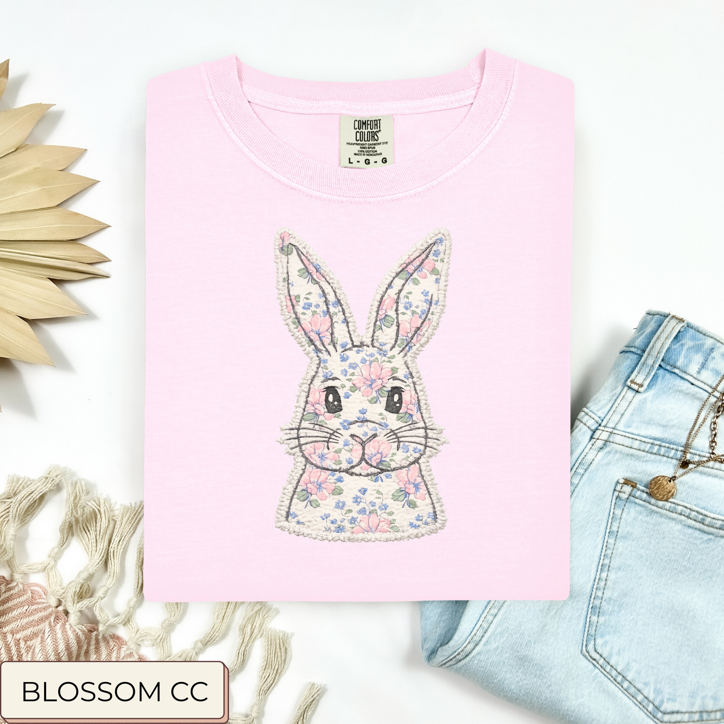 Faux Patch Floral Bunny Tee.