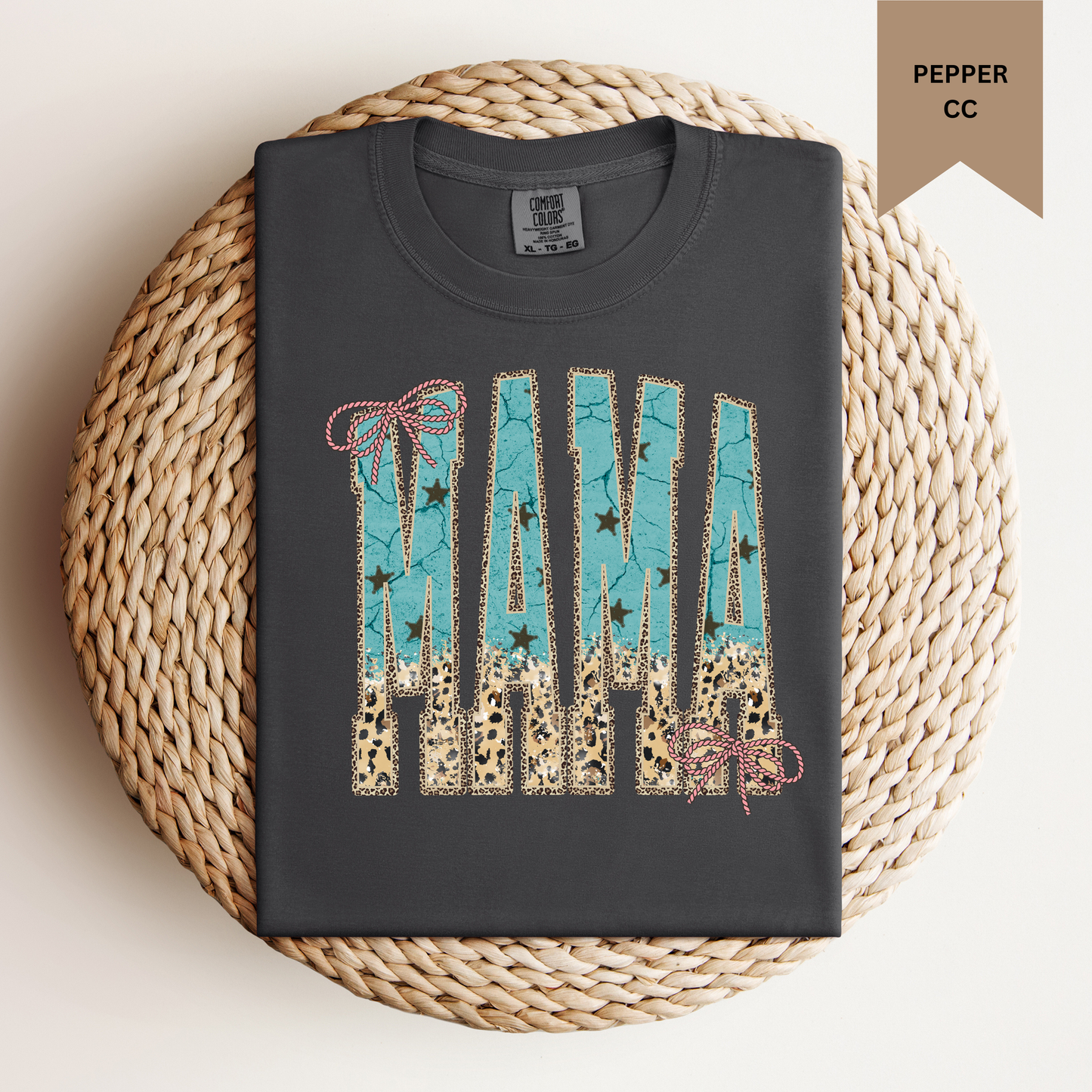 Turquoise Leopard Mama Tee.