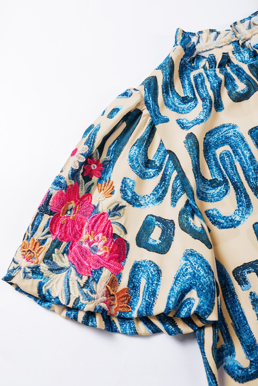 Beige Embroidered Sleeve Blouse LT