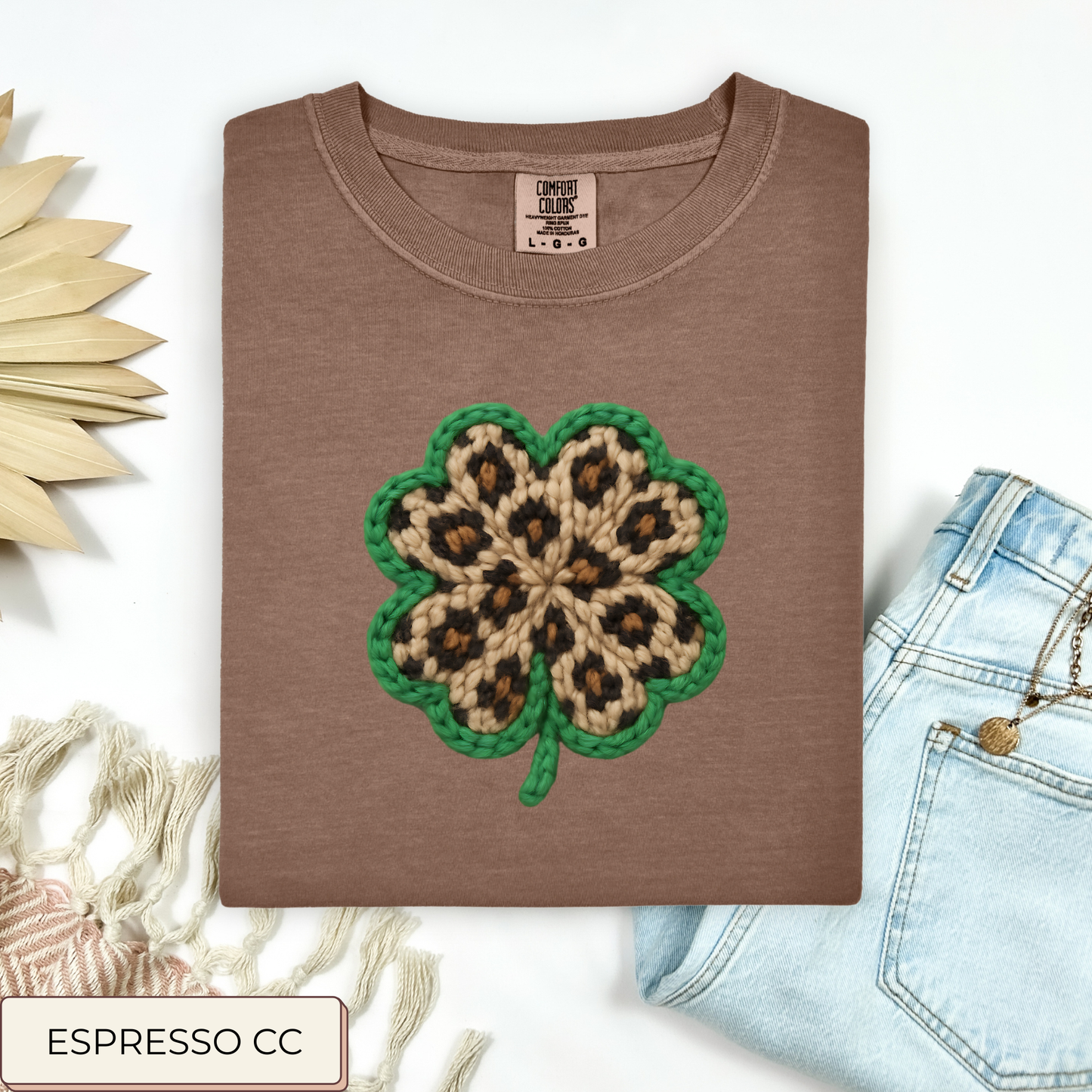 Faux Knit Leopard Clover Tee.