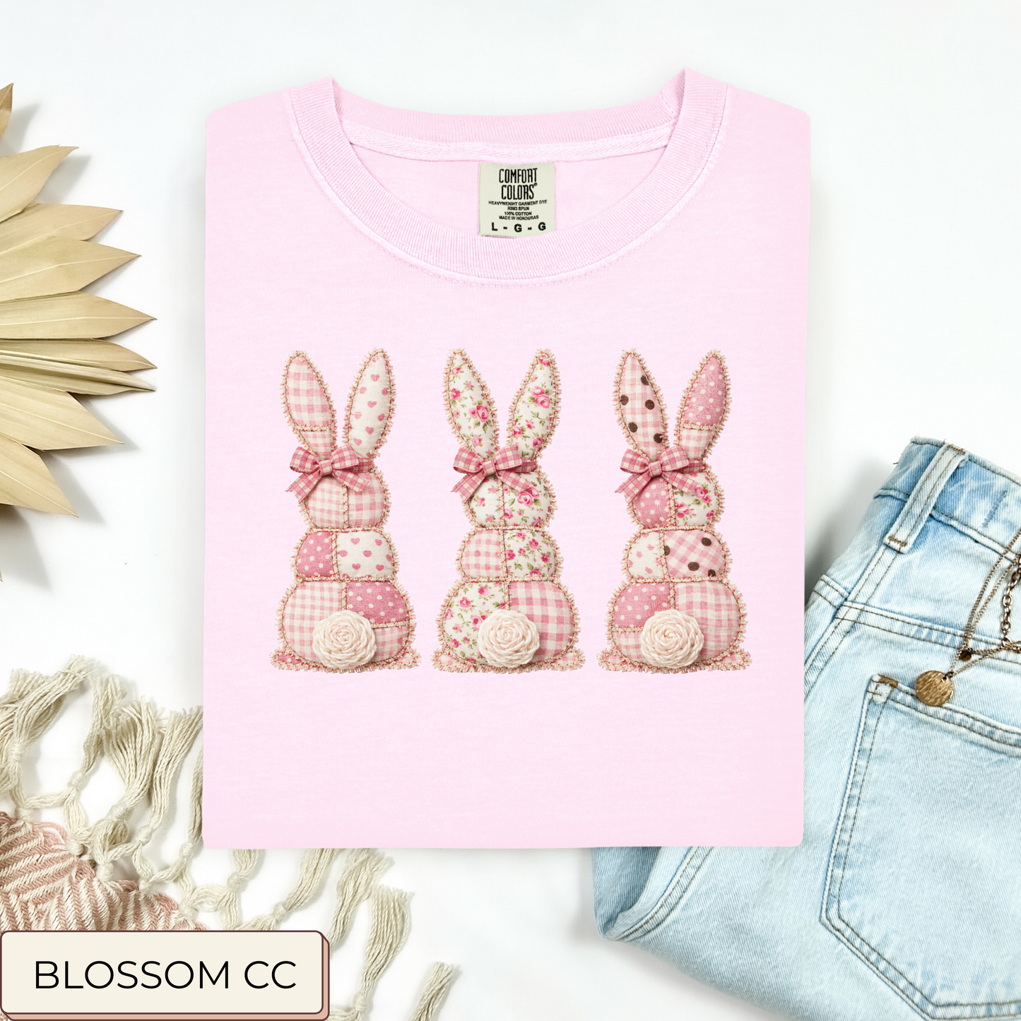 Faux Patch 3 Pink Bunnies Tee.