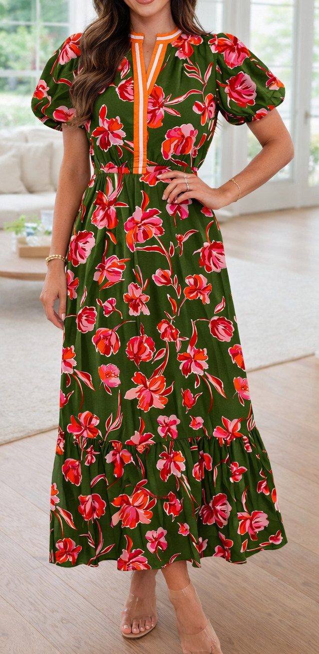 Green Floral Maxi Dress LT
